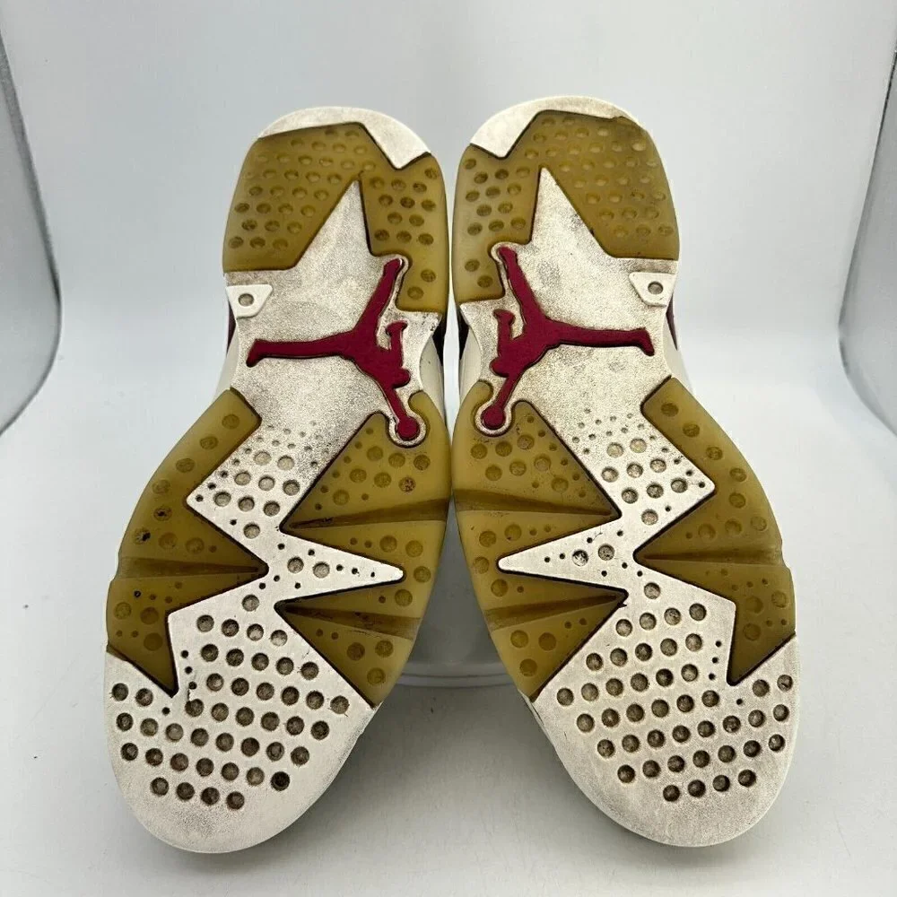 Nike Air Jordan 6 Retro Men Size 13 384664–116 Red Maroon White Basketball Shoes